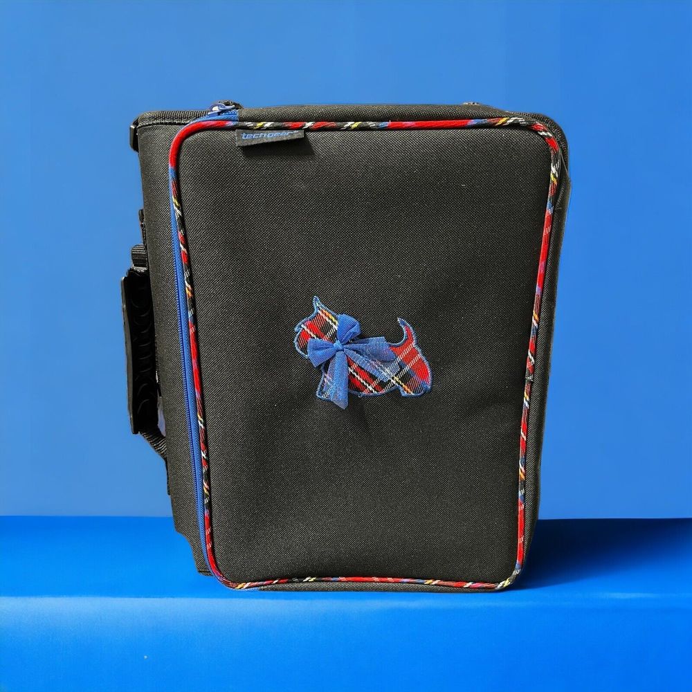 NOS Tech Gear Plaid Scotty Dog Binder Padded Red & Blue 2016 Pencil Bag Planner